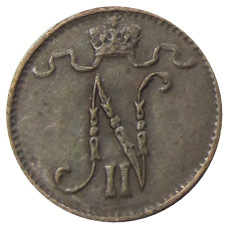 Монета 1 пенни 1913 года Русская Финляндия (реверс)