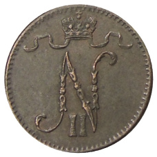 Монета 1 пенни 1915 года Русская Финляндия (реверс)