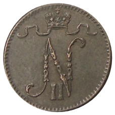 Монета 1 пенни 1915 года Русская Финляндия (реверс)