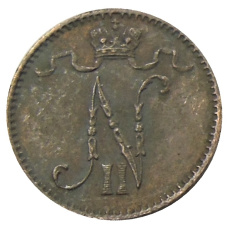 Монета 1 пенни 1913 года Русская Финляндия (реверс)