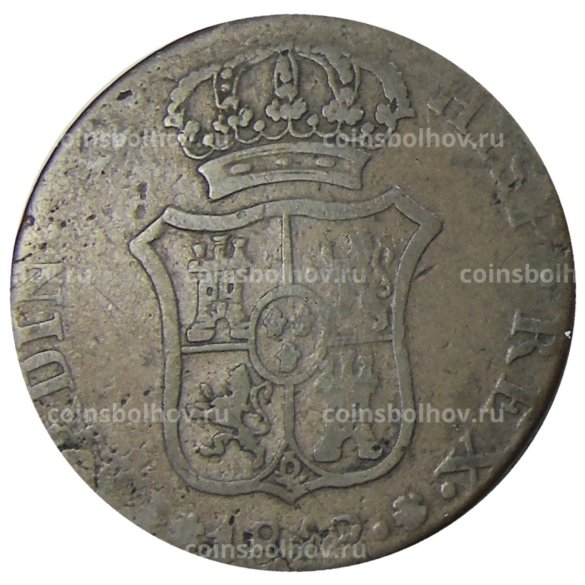 Монета 6 кварто 1812 года  Испания — Каталония (вид 2)