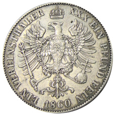 Монета 1 союзный талер 1860 года A Германские государства — Пруссия (реверс)