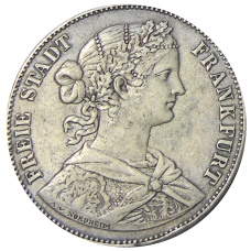 Монета 1 союзный талер 1860 года Германские государства — Франкфурт (аверс)