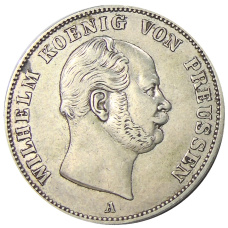 Монета 1 союзный талер 1861 года А Германские государства — Пруссия (аверс)