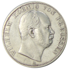 Монета 1  союзный талер 1867 года A Германские государства — Пруссия (аверс)