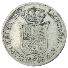 Монета 40 сентимо 1866 года Испания (аверс)