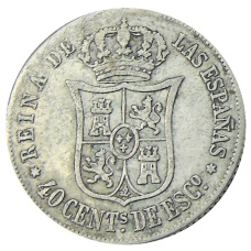 Монета 40 сентимо 1866 года Испания (аверс)