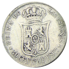 Монета 40 сентимо 1867 года Испания (аверс)