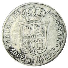 Монета 40 сентимо 1866 года Испания (аверс)