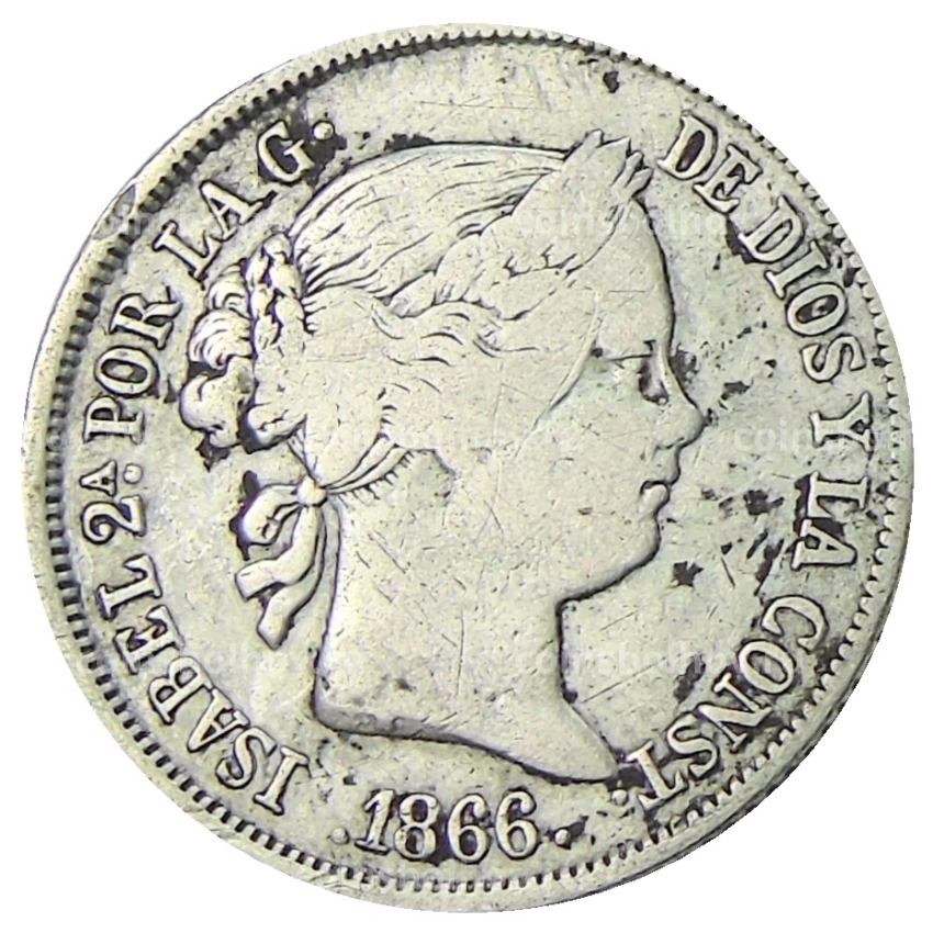 Монета 40 сентимо 1866 года Испания (вид 2)