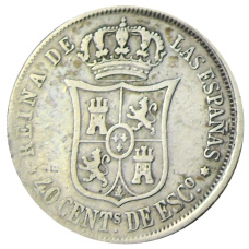 Монета 40 сентимо 1867 года Испания (аверс)