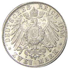 Монета 2 марки 1904 года D Германия (Бавария) (реверс)