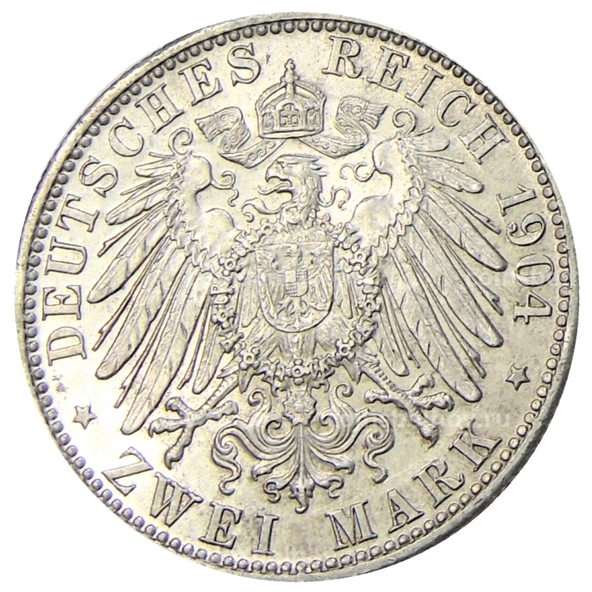 Монета 2 марки 1904 года D Германия (Бавария) (вид 2)