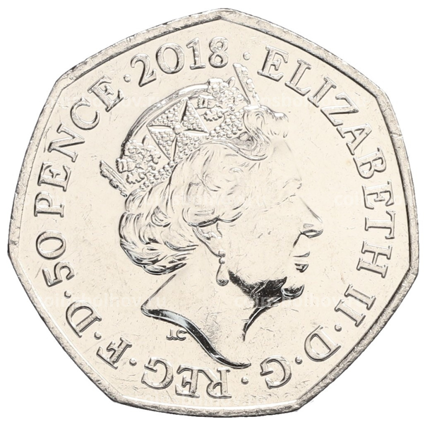 Монета 50 пенсов 2018 года Великобритания «150 лет со дня рождения Беатрис Поттер — Флопси Банни» (вид 2)