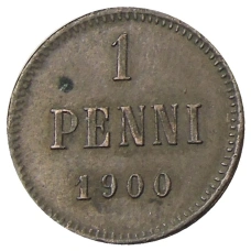 Монета 1 пенни 1900 года Русская Финляндия (аверс)