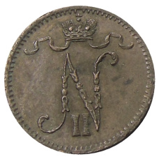 Монета 1 пенни 1900 года Русская Финляндия (реверс)