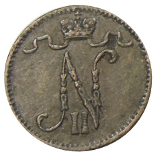 Монета 1 пенни 1907 года Русская Финляндия (реверс)