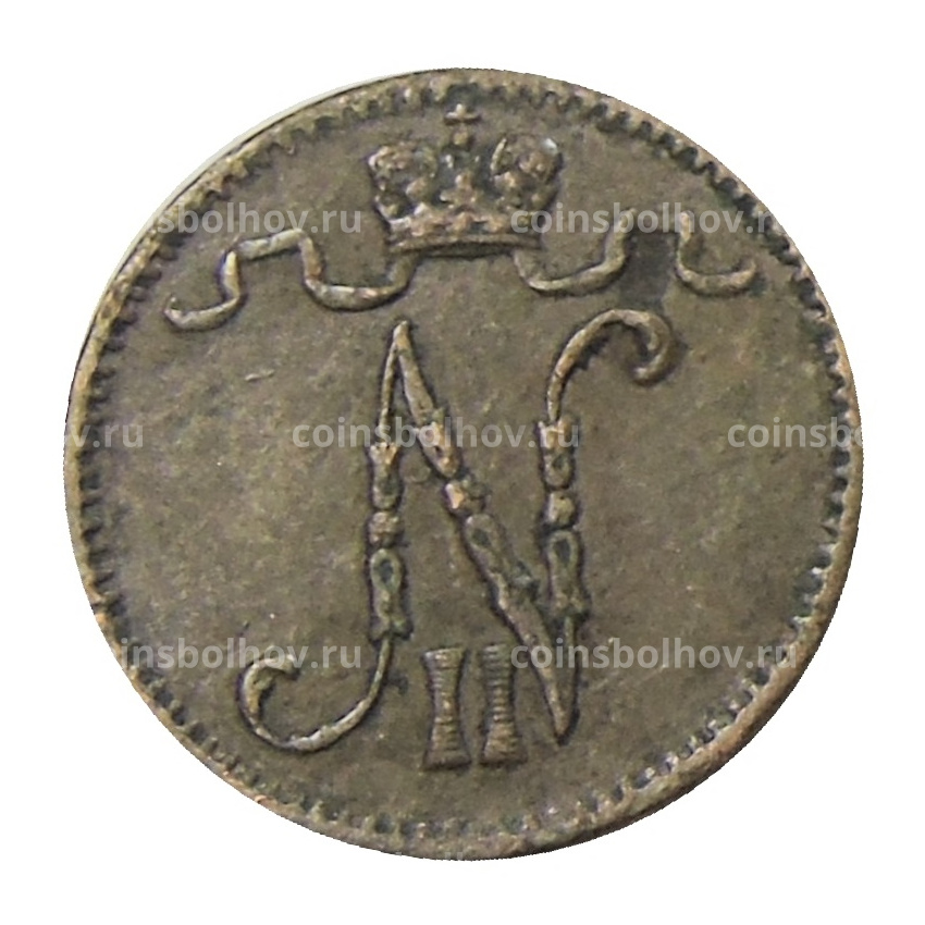 Монета 1 пенни 1907 года Русская Финляндия (вид 2)