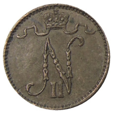 Монета 1 пенни 1909 года Русская Финляндия (реверс)