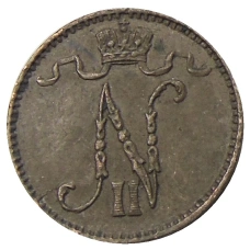 Монета 1 пенни 1909 года Русская Финляндия (реверс)