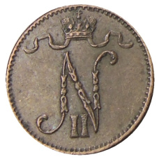 Монета 1 пенни 1911 года Русская Финляндия (реверс)
