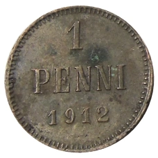 Монета 1 пенни 1912 года Русская Финляндия (аверс)