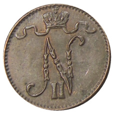 Монета 1 пенни 1913 года Русская Финляндия (реверс)