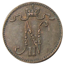 Монета 1 пенни 1913 года Русская Финляндия (реверс)