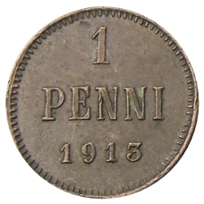 Монета 1 пенни 1913 года Русская Финляндия (аверс)