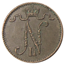 Монета 1 пенни 1913 года Русская Финляндия (реверс)
