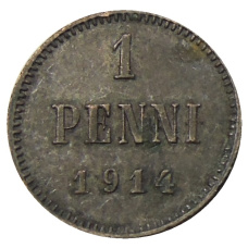 Монета 1 пенни 1914 года Русская Финляндия (аверс)