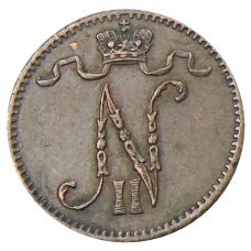 Монета 1 пенни 1914 года Русская Финляндия (реверс)