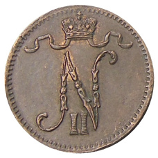 Монета 1 пенни 1915 года Русская Финляндия (реверс)