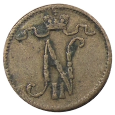 Монета 1 пенни 1916 года Русская Финляндия (реверс)