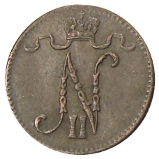 Монета 1 пенни 1916 года Русская Финляндия (реверс)