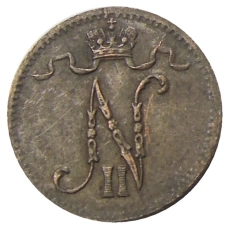 Монета 1 пенни 1916 года Русская Финляндия (реверс)