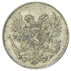 Монета 50 пенни 1917 года Русская Финляндия — Орел без корон (Временное правительство) (реверс)