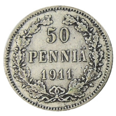 Монета 50 пенни 1911 года Русская Финляндия (аверс)