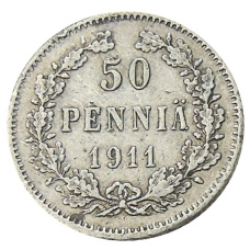 Монета 50 пенни 1911 года Русская Финляндия (аверс)