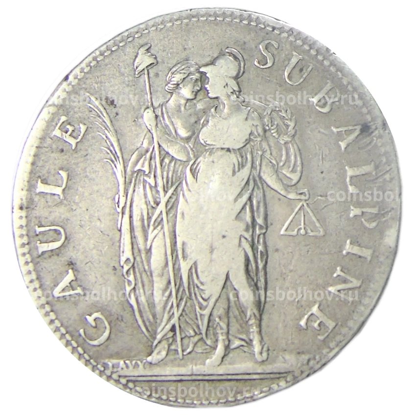 Монета 5 франков 1800 года Пьемонт (Субальпийская республика)
