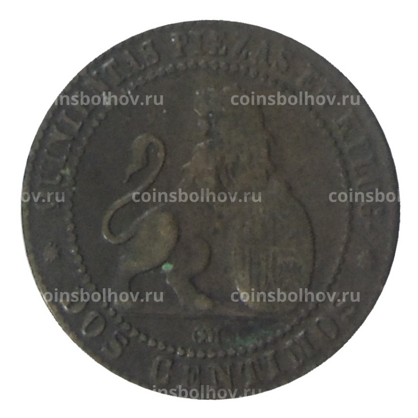 Монета 2 сентимо 1870 года Испания (вид 2)