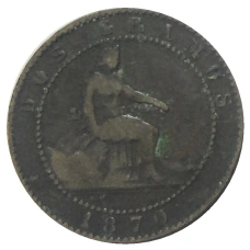 Монета 2 сентимо 1870 года Испания (аверс)