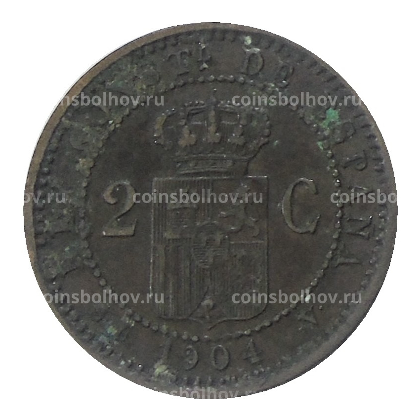 Монета 2 сентимо 1904 года Испания (вид 2)