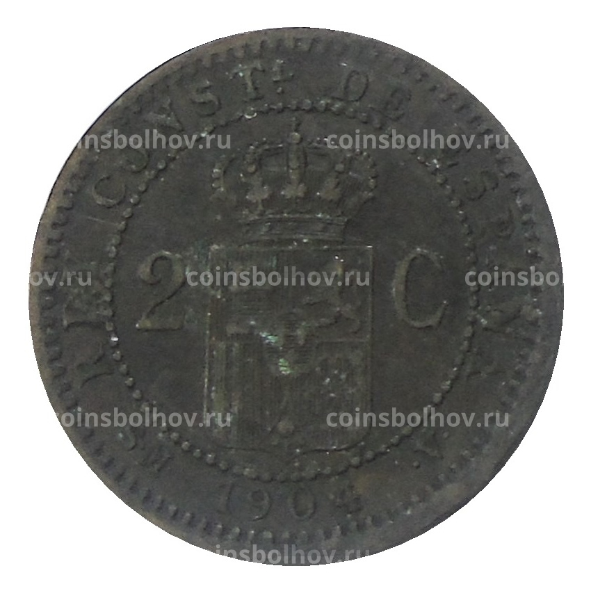 Монета 2 сентимо 1904 года Испания (вид 2)