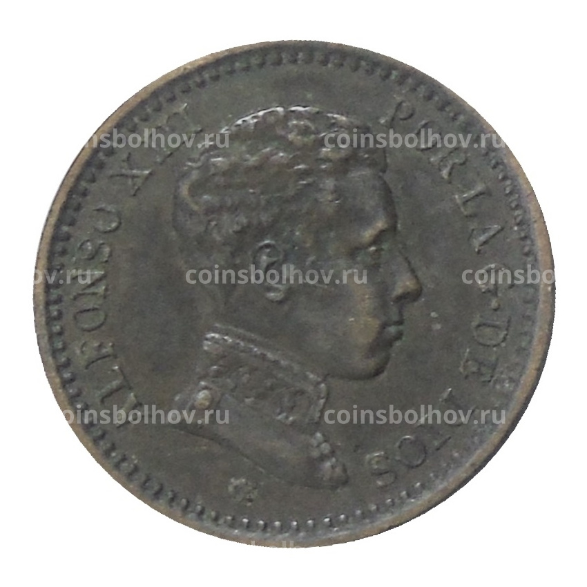 Монета 2 сентимо 1905 года Испания