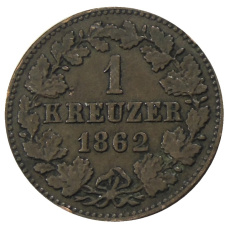 Монета 1 крейцер 1862 года Германские государства — Нассау (аверс)