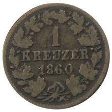 Монета 1 крейцер 1860 года Германские государства — Нассау (аверс)