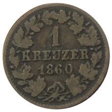 Монета 1 крейцер 1860 года Германские государства — Нассау (аверс)