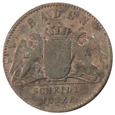 Монета 1 крейцер 1868 года Германские государства — Баден (реверс)