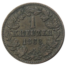 Монета 1 крейцер 1863 года Германские государства — Нассау (аверс)